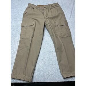 Duluth Trading Co Fire Hose Cargo Work Pants Mens 36x28 Tan Canvas Utility
